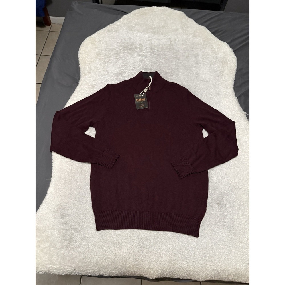 Redmond Clothing Outfitters Sweater Mens Large Burgundy Cotton Quarter Zip